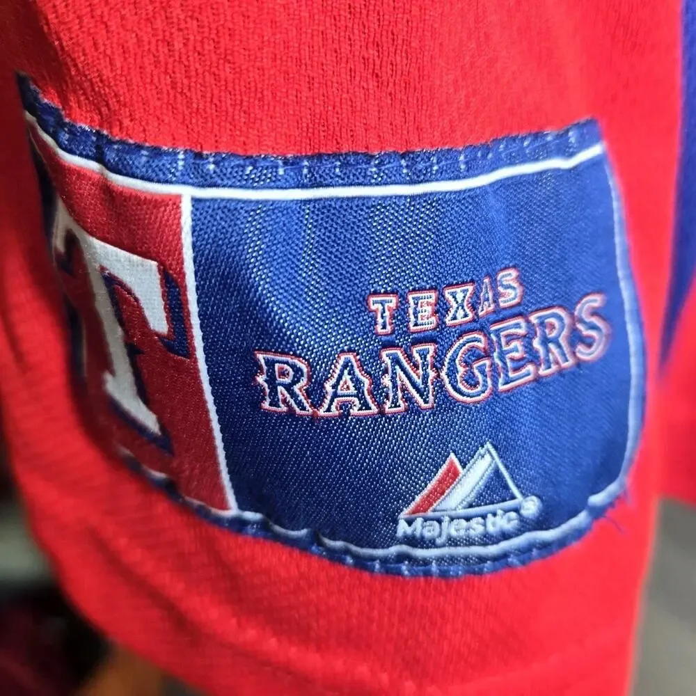 Majestic Texas Rangers MLB Baseball Jersey Red Blue Embroidered Men's Size 2XL